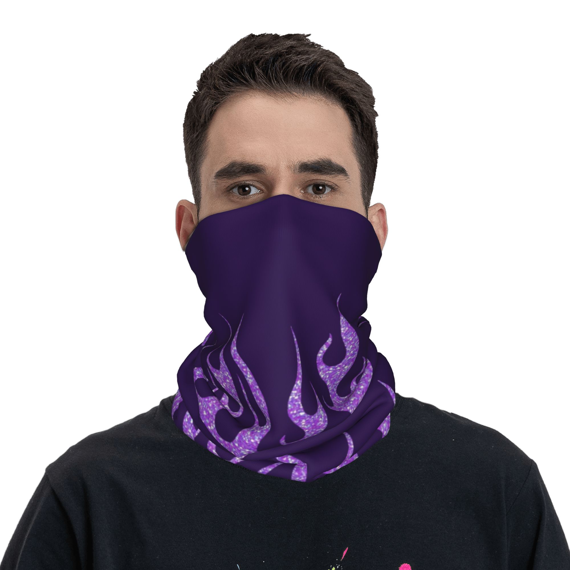 Custom Purple Glitter Flames B – обзор и цена Neck Gaiter Face Cover