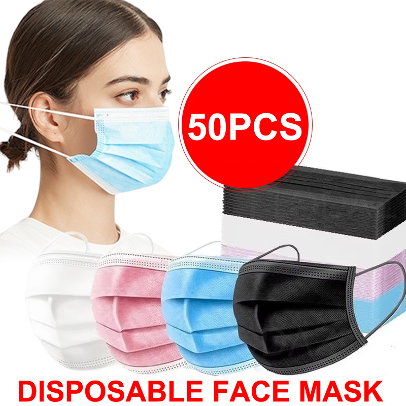 50Pcs 3-layer Mask Face Masks  – обзор и цена Disposable Mask Blue