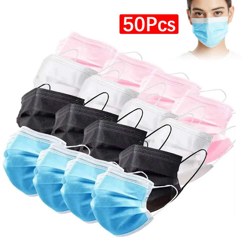 50Pcs 3-layer Mask Face Masks  – обзор и цена Disposable Mask Blue